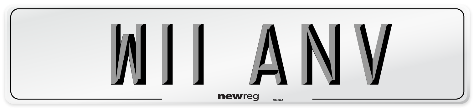 W11 ANV Number Plate from New Reg